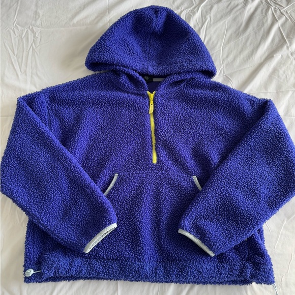 Wild Fable Women's Blue Half-Zip Faux Fur Sherpa Anorak Jacket, M - Picture 2 of 10